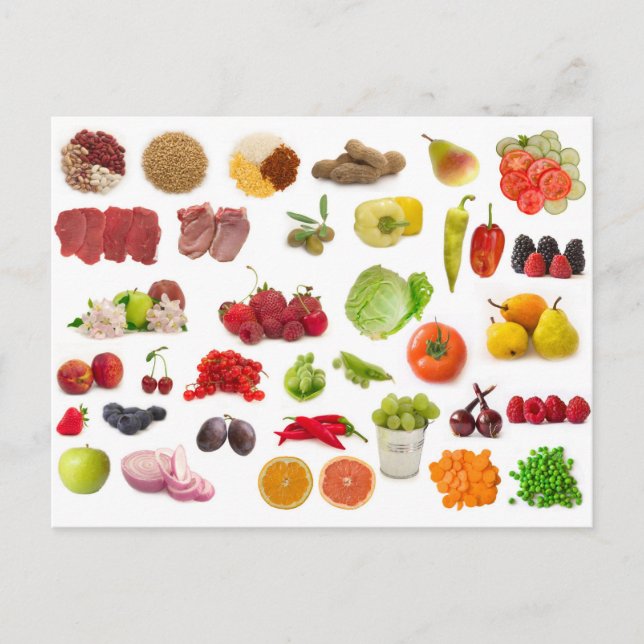 big collection of fruits and vegetables postcard (Front)
