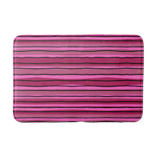 Big Colour Pop Hot Pink and Black Stripes Bath Mat