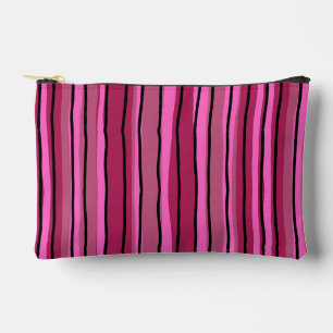 Big Colour Pop Hot Pink and Black Stripes Cosmetic Accessory Pouch