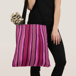 Big Colour Pop Hot Pink and Black Stripes Tote Bag