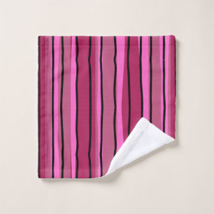 Big Colour Pop Hot Pink and Black Stripes Wash Cloth
