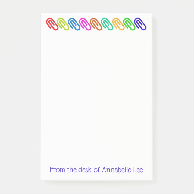 Big Coloured Paperclips Personalise Post-it Notes (Front)