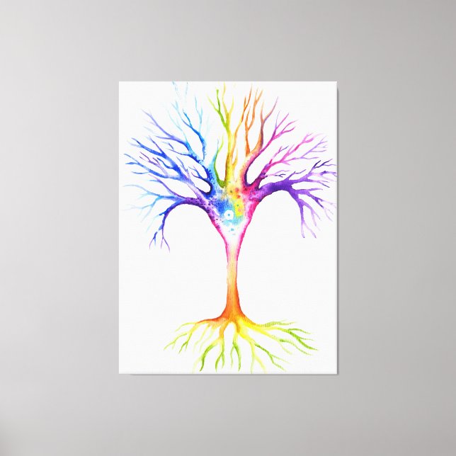 Big colourful neuronal tree canvas print (Front)
