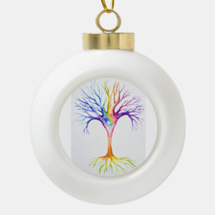 Big colourful neuronal tree ceramic ball christmas ornament