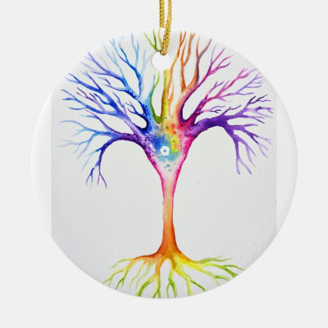 Big colourful neuronal tree ceramic tree decoration (Front)
