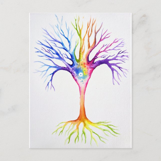 Big colourful neuronal tree postcard (Front)