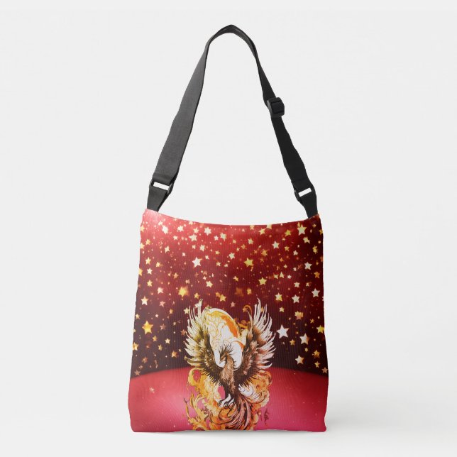 Big Colourful Stars on a Shiny Red Background -  Crossbody Bag (Front)