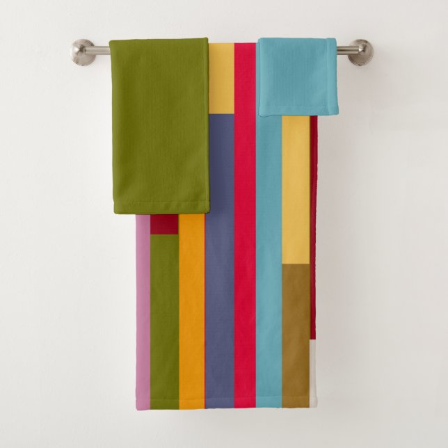 Big Colourful Stripes  Bath Towel Set (Insitu)