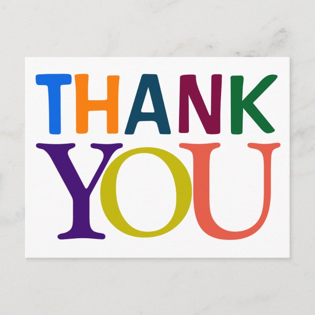 Big Colourful THANK YOU Postcard (Front)