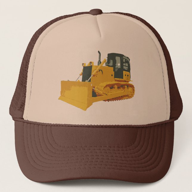Big Construction Bulldozer on Tracks Trucker Hat (Front)