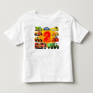 Big Construction Trucks 2nd Birthday Toddler T-Shirt
