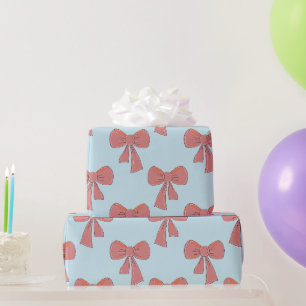 Big Coquette Pink Bows on Light Blue Wrapping Paper