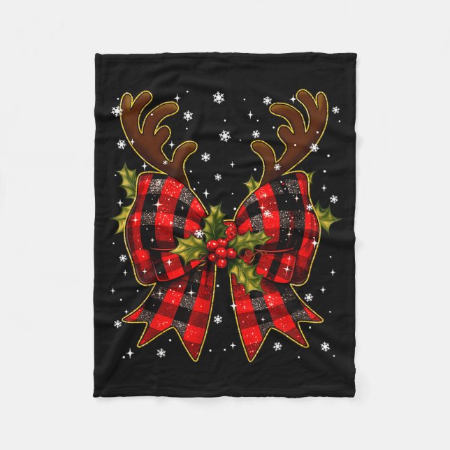 Big Coquette Plaid Reindeer Christmas Xmas Women G Fleece Blanket (Front)