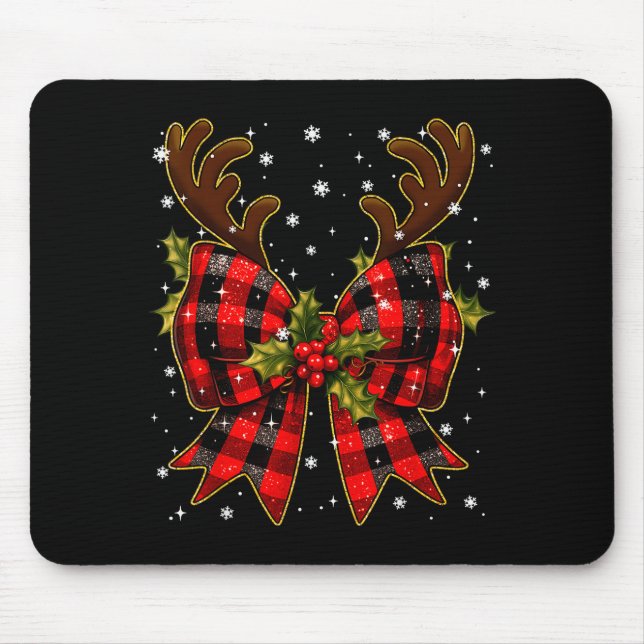 Big Coquette Plaid Reindeer Christmas Xmas Women G Mouse Mat (Front)