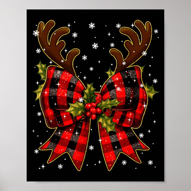 Big Coquette Plaid Reindeer Christmas Xmas Women G Poster (Front)