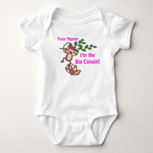 Big Cousin Monkey Personalised T-shirt Baby Bodysuit