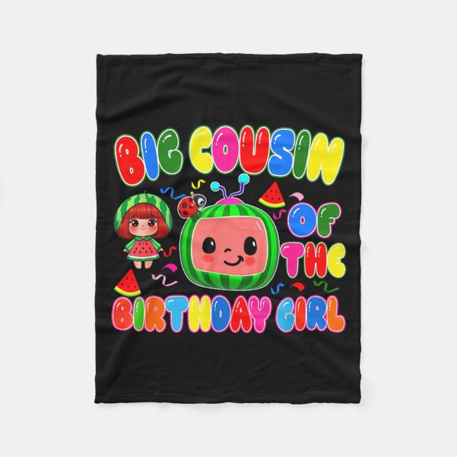 Big Cousin Of The Birthday Girl Melon Family Match Fleece Blanket (Front)