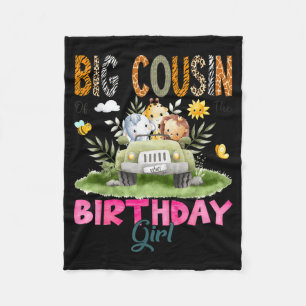 Big Cousin of The Birthday Girl Safari Jungle Fleece Blanket