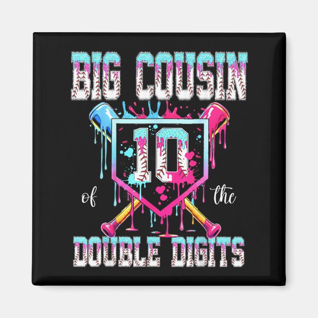 Big Cousin of The Double Digits 10th Birthday Boy Magnet (Front)