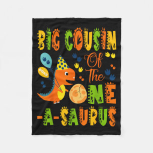 Big cousin of the one-a-saurus 1st birthday fleece blanket