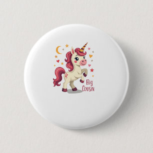 Big Cousin Unicorn Vintage Cute Kids Typography De 6 Cm Round Badge