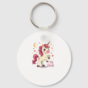 Big Cousin Unicorn Vintage Cute Kids Typography De Key Ring