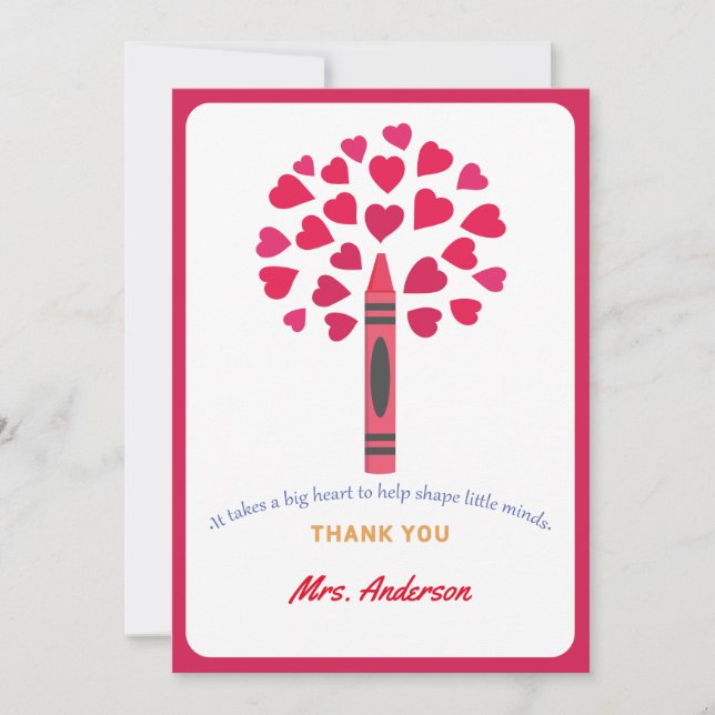 Big crayon tree / Teacher Appreciation Thank You Card (Front)