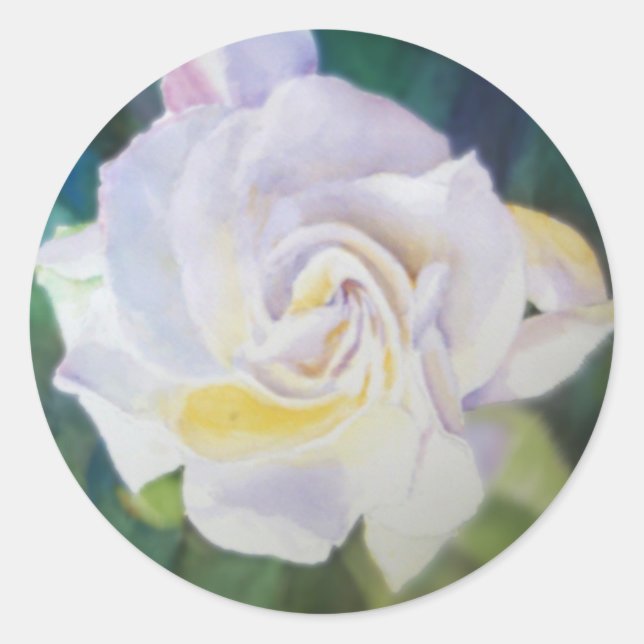 Big Creamy White Gardenia Classic Round Sticker (Front)