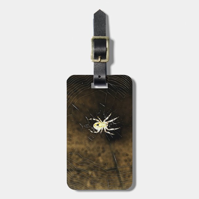 Big Creepy Spider on it's Web Luggage Tag (Front Vertical)