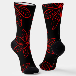 Big Crimson Pattern on Black  Socks