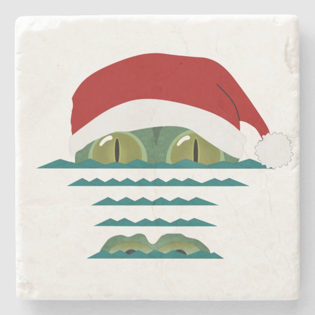 Big Croc Christmas Stone Coaster (Front)