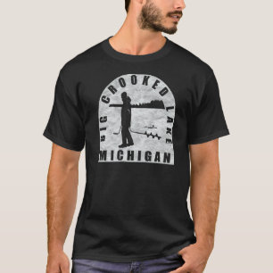 Big Crooked Lake Ice Fishing Michigan   T-Shirt