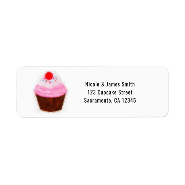 Big Cupcake & Cherry Watercolor Party Invitation (Front)