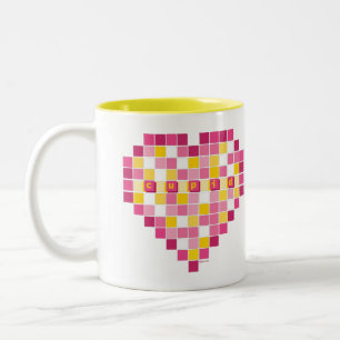Big Cupid Pixel Heart Two-Tone Coffee Mug