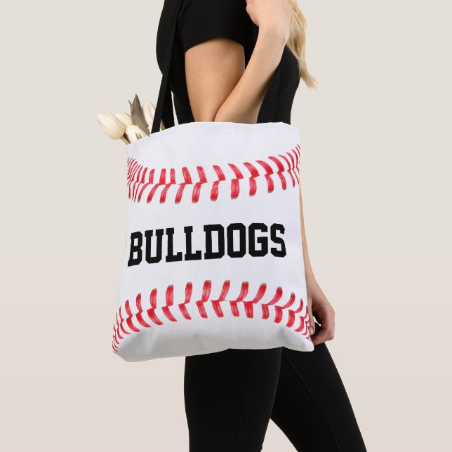 Big Custom Baseball Team Name or Text Sports Mum Tote Bag (Close Up)