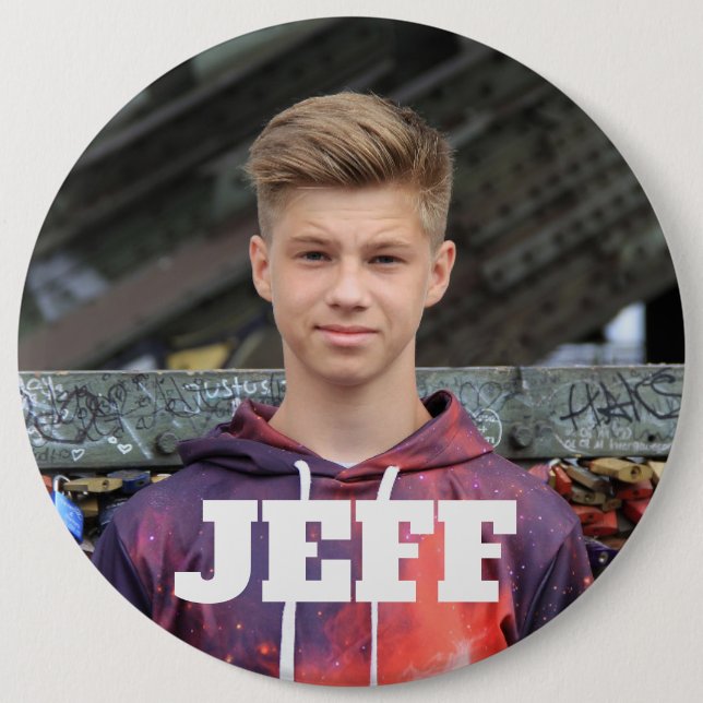Big custom photo button with name (Front)