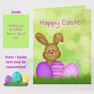 BIG Cute Colourful Cartoon Easter Bunny Kids Card
