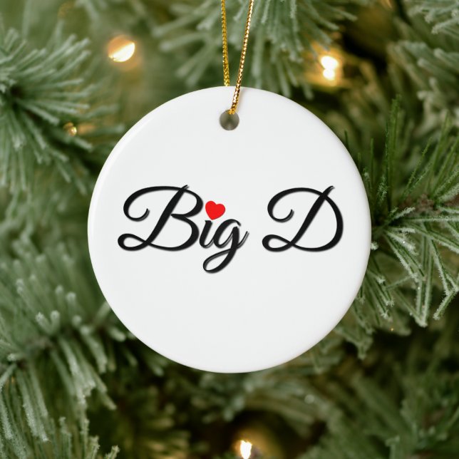 Big D with Red Heart Ceramic Tree Decoration (Tree)
