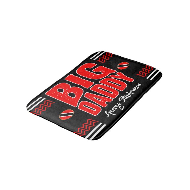 Big Daddy Trinidad Flag (Your Name) on Black Bath Mat (Angled)