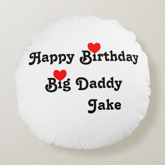 Big Daddy with Red Heart Round Pillow (Front)