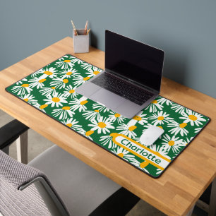 Big Daisy Flower Patterned Personalised Desk Mat