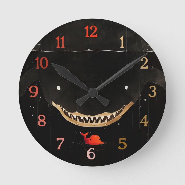 Big Dark Shark Round Clock (Front)