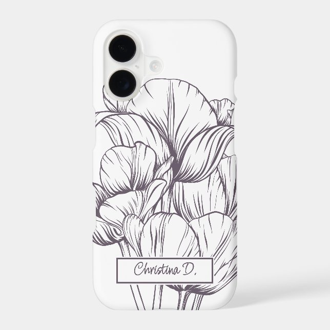 Big Dark Tulips Line Drawing on Dusty Plum w Name (Back)