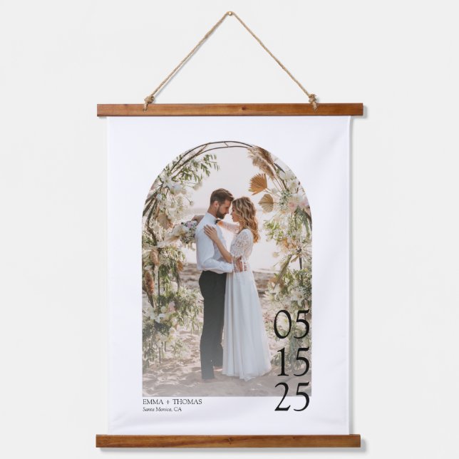 Big Date Custom Photo Print Wedding Hanging Tapestry (Front)