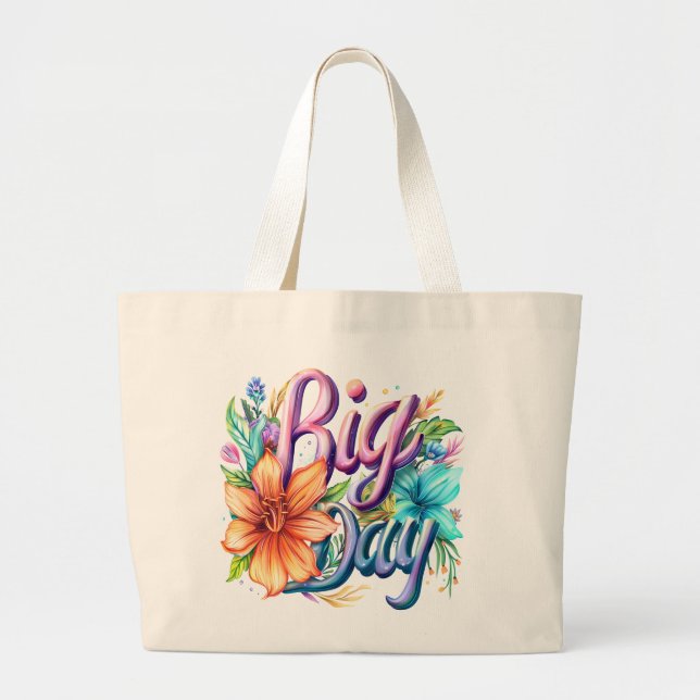Big Day Floral Tote – Natural, Elegant, and Eco (Front)
