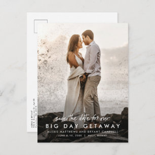 Big day getaway destination wedding save the date announcement postcard