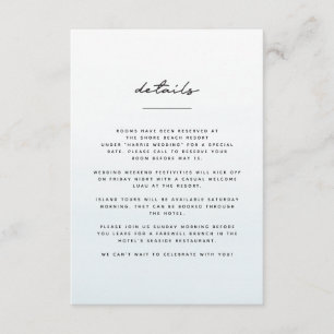 Big day getaway ocean blue destination wedding enclosure card