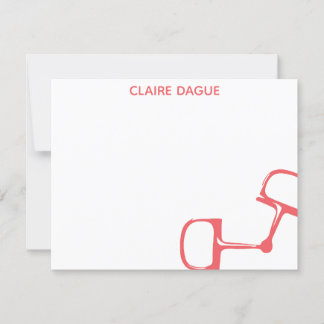 Big Dee Snaffle Bit Horse Note Card - Coral