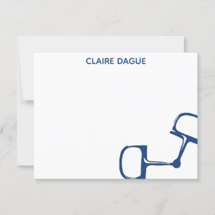 Big Dee Snaffle Bit Horse Notecard - Navy