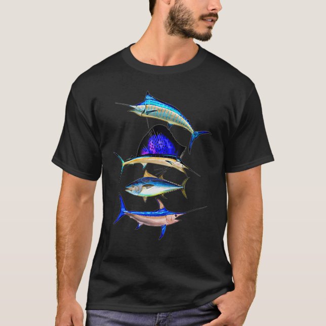 Big Deep Sea Sport Fish Marlin Swordfish Sailfish  T-Shirt (Front)